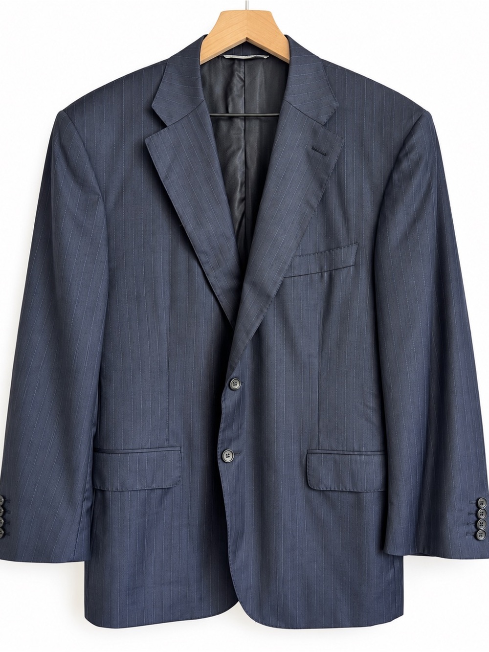 Canali Exclusive Super 150s Wool Blazer 44R Dark Blue Pinstripe Made in Italy - Picture 2 of 8